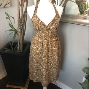 J CREW Brown & Cream Cotton Halter Summer Dress 6